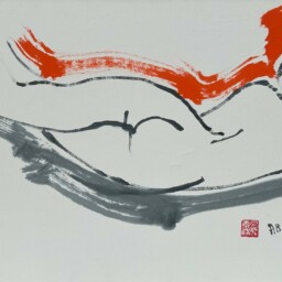 Sumi-é entoilé réalisé par Alain Bonnefoit