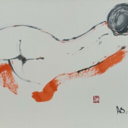 Sumi-é entoilé réalisé par Alain Bonnefoit